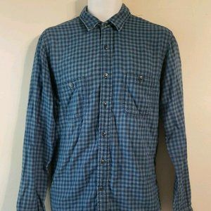 Faherty 100% Cotton Blue Plaid Metal Button L/S